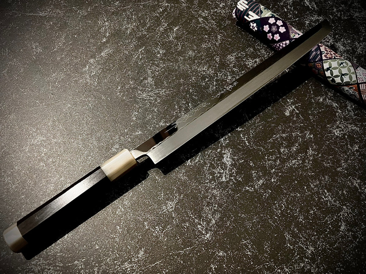 Genkai Masakuni / Shotaro Nomura Collaboration Art Work, 330mm Sakimaru Takohiki, Mizu-Honyaki, White #2 (Shirogami #2) Steel