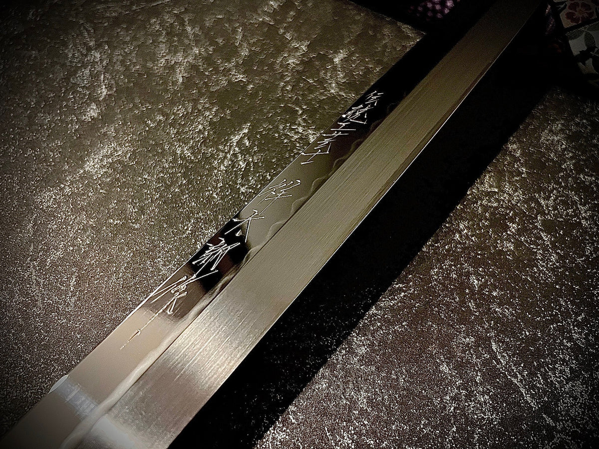 Genkai Masakuni / Shotaro Nomura Collaboration Art Work, 330mm Yanagiba, Mizu-Honyaki, White #2 (Shirogami #2) Steel