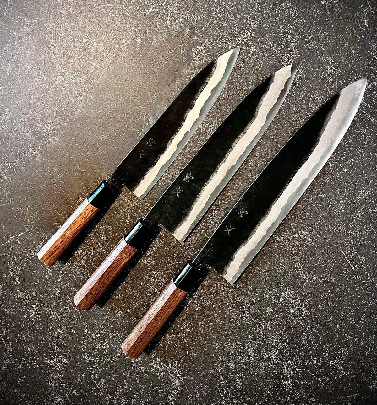 Kyohei Shindo Kurouchi Black Finish Wa-Style Gyuto - Blue #2 (Aogami #2) Carbon Steel