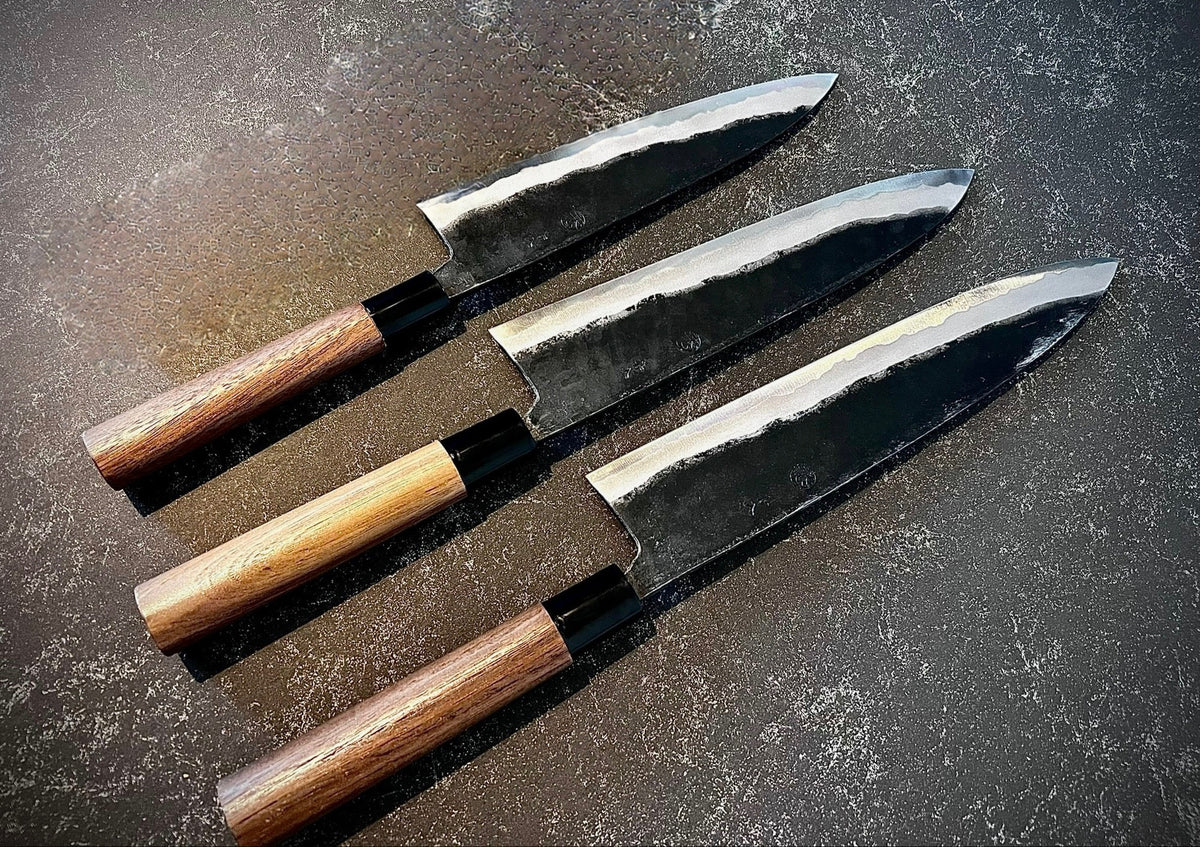 Kyohei Shindo Kurouchi Black Finish Wa-Style Gyuto - Blue #2 (Aogami #2) Carbon Steel