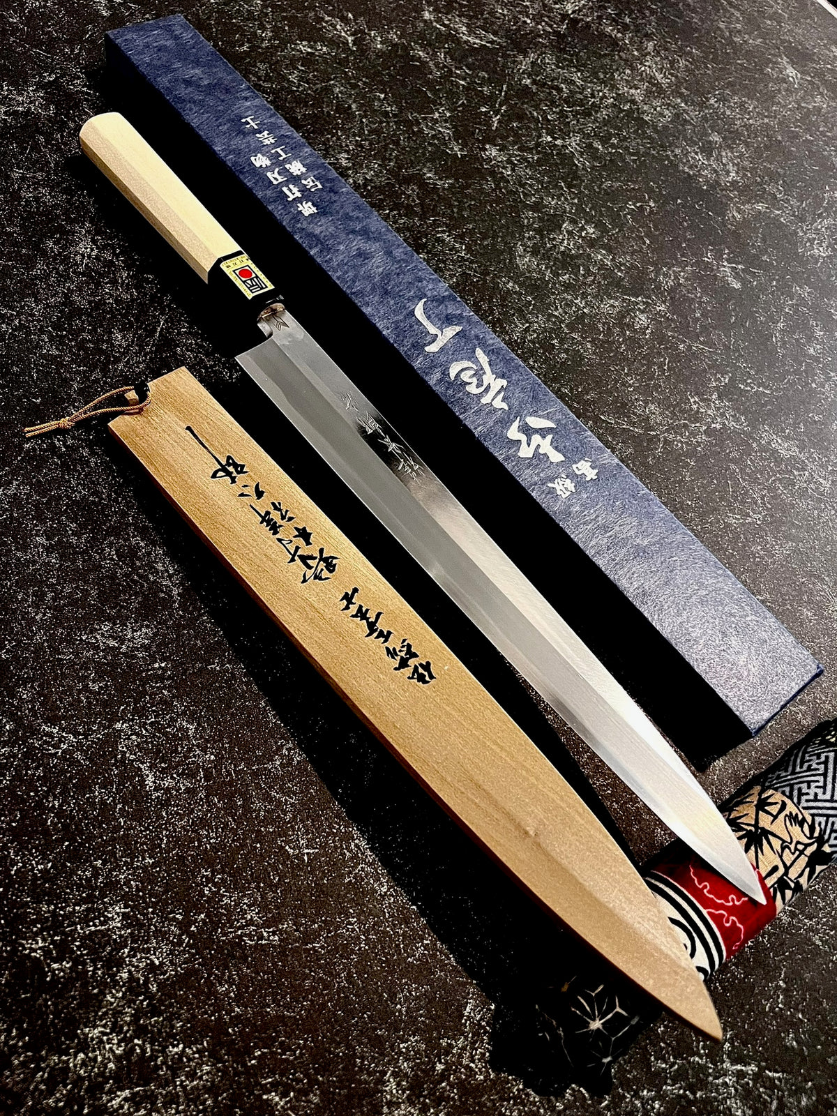 【Made to Order】Shotaro Nomura Yanagiba - White #2 (Shirogami #2) Kasumi Finish with Signed Saya