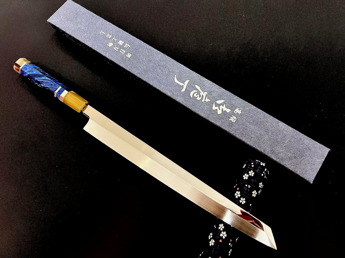 Genkai Masakuni / Shotaro Nomura Collaboration Art Work, 330mm Kiritsuke Yanagiba, Mizu-Honyaki, White #2 (Shirogami #2) Steel
