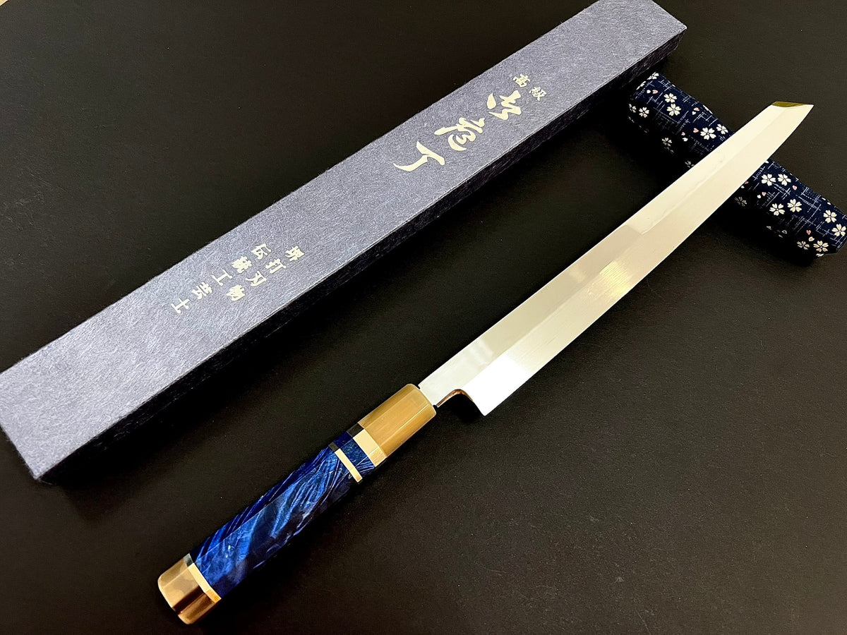 Genkai Masakuni / Shotaro Nomura Collaboration Art Work, 330mm Kiritsuke Yanagiba, Mizu-Honyaki, White #2 (Shirogami #2) Steel