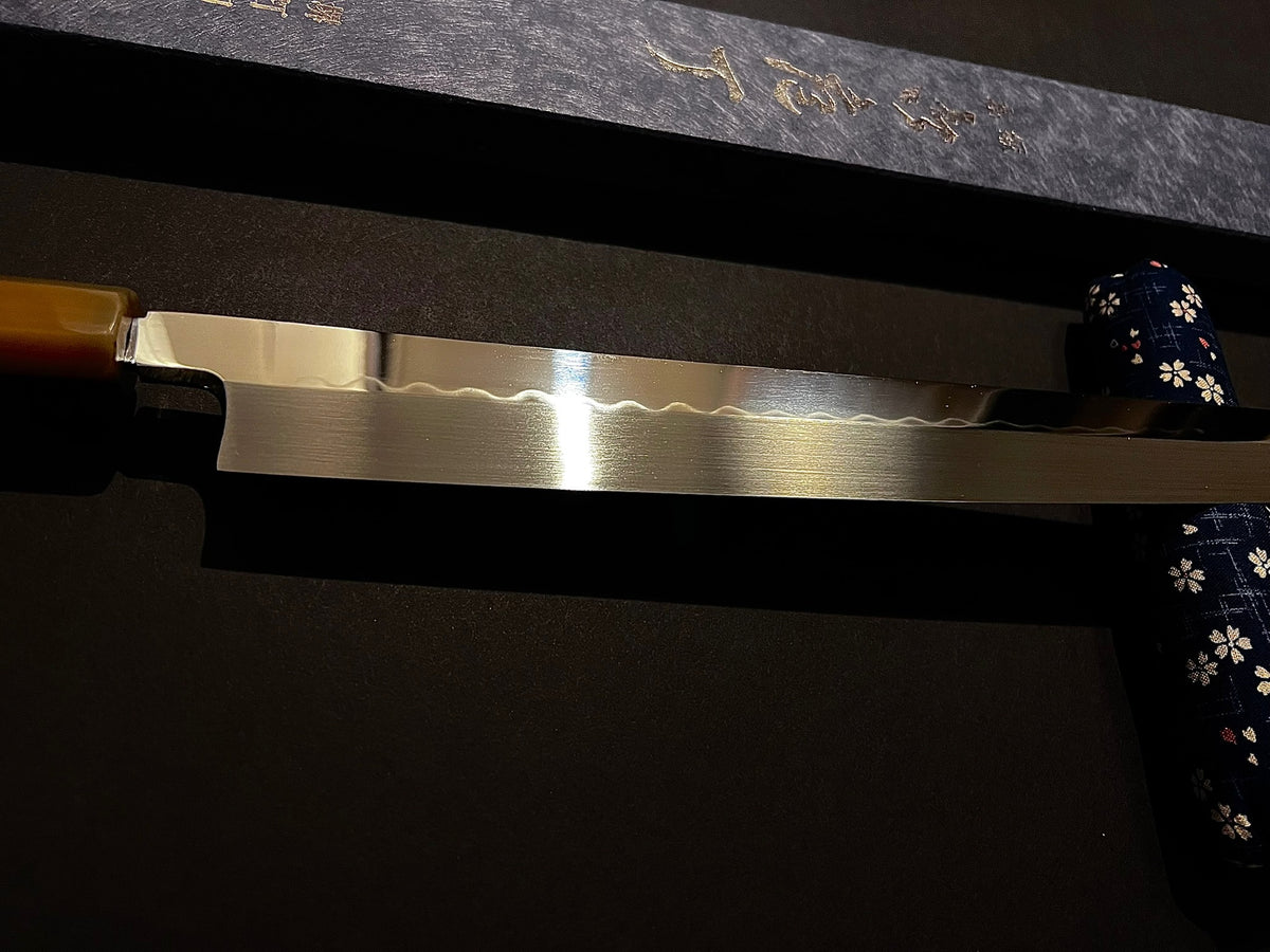 Genkai Masakuni / Shotaro Nomura Collaboration Art Work, 330mm Kiritsuke Yanagiba, Mizu-Honyaki, White #2 (Shirogami #2) Steel