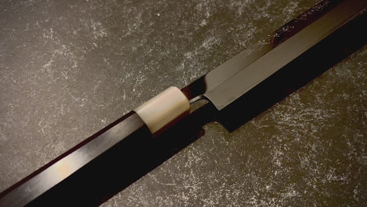 Genkai Masakuni / Shotaro Nomura Collaboration Art Work, 330mm Sakimaru Takohiki, Mizu-Honyaki, White #2 (Shirogami #2) Steel